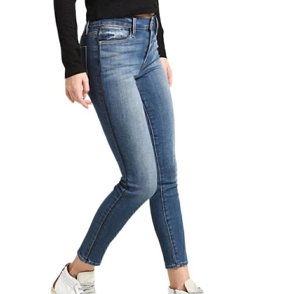 Frame Le High Skinny Piping Leather Trim High Rise Jeans - Size 31 - Picture 4 of 14